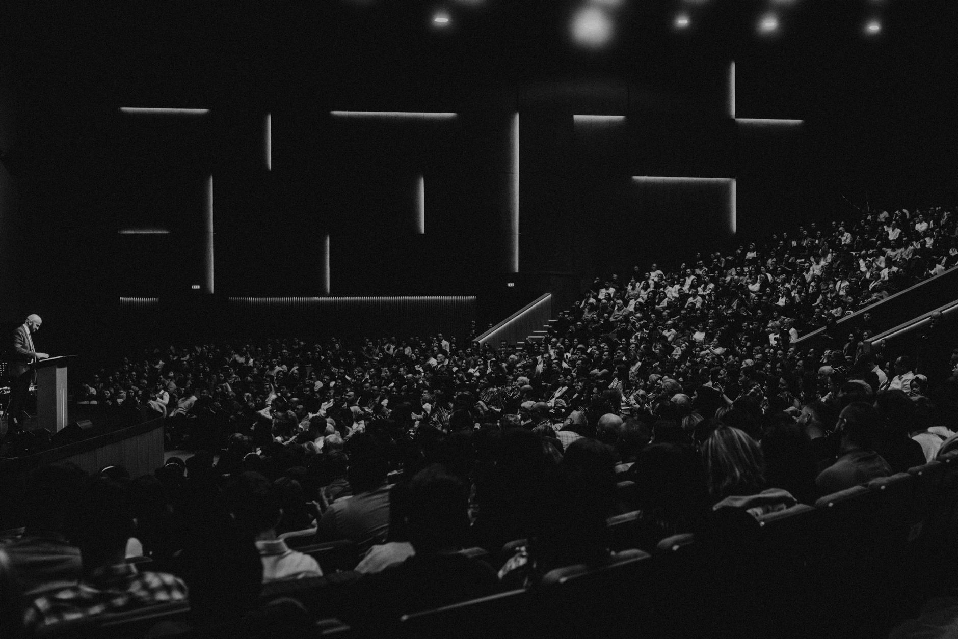 gathering in auditorium